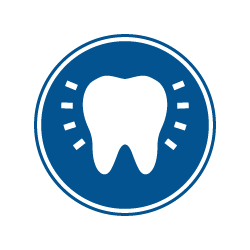 An icon featuring a stylized tooth with a light bulb symbolizing dental health education.